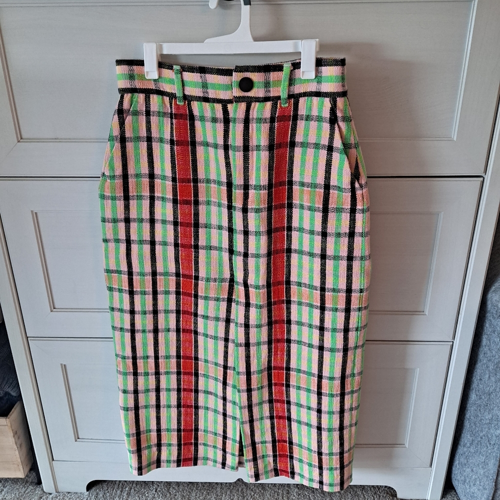 Zara plaid midi skirt, M